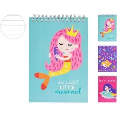 Блокнот Promstore 47893 Блокнот 12x17.5cm Русалка на спирали 80листов, 3 дизайна