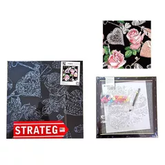 Tablou pe numere Strateg 57220 (fundal negru) 40x40cm Trandafiri si inima