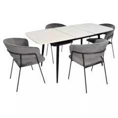 Комплект стол и стулья Evelin di Costacurta стол DT-532R B + 4 стула YTC-097B UF Blu-14 (Dark grey)