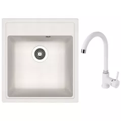 Мойка кухонная со смесителем Dr.Gans Nika 470 + SanDonna F 7073 alb