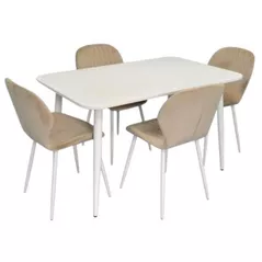 Комплект стол и стулья Evelin di Costacurta стол DT-405-4Wh + 4 стула YTC-064Wh UF910-01 (Light beige)