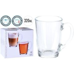 Чашка Excellent Houseware 03317 Набор чашек стеклянных 4шт, 320ml