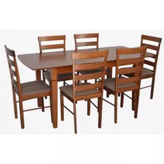 Комплект стол и стулья Evelin di Costacurta стол HV-27V Burnish Oak + 6 стульев GLORIA Burnish Oak/Ekea12 Dark Brown