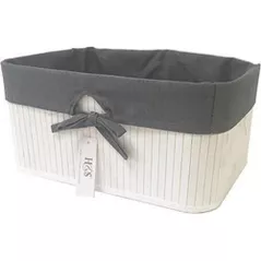 Короб для хранения Promstore 39600.3 Плетеная корзина 23,5x13x12 см, белая, с черной канвой