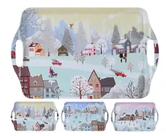 Tavă de bucătărie Promstore 48933 Tava de Craciun "Sat" 45x30сm, melamina