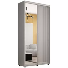 Шкаф Mobildor-Lux Compact uși glisante Oglindă + PAL cu ornament linii (110x45x230H cm) Grey