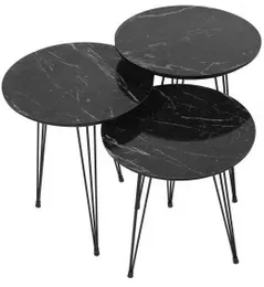 Măsuţă cafea Trendy Сия Мермер Десенли 3'Лю Тель Аяклы Юварлак Зигон Сехпа 38x38x55cm, masa de cuibarit (3 bucati)