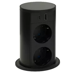 Розетка электрическая ASA Plastici 060.47F.00112 Versalift round version 2 sockets F + 1 USB 5V (A+C) Pewter