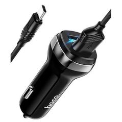 Încărcător pentru automobil Hoco Z40, Black (2xUSB with Type-C Cable)
