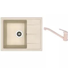 Мойка кухонная со смесителем Dr.Gans Nika 580 + SanDonna F 1066 bej