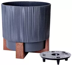 Ghiveci pentru flori Aleana 128025 Oslo cu insetie si suport d24 cm, granite