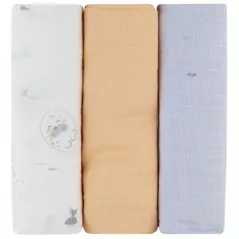 Accesoriu pentru înfășat Kikka Boo 31103010099 Pelinci de muselina Seally Me, 75x75cm, 3buc