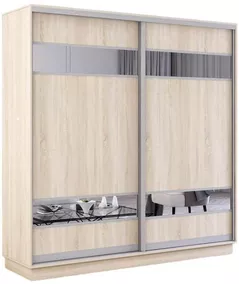 Dulap Mobildor-Lux Fox uși glisante din PAL cu elemente din oglindă (230x60x240H cm) Sonoma