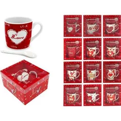 Cană Promstore 00195 Набор чашка 210ml с ложкой Love, подарочная упаковка