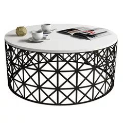 Журнальный столик Trendy Selin Metal Ferforje, Alb 90x38x90cm