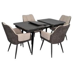 Set masă și scaune Evelin di Costacurta стол DT-432-3R B + 4 стула QT-227B Light grey/Dark grey