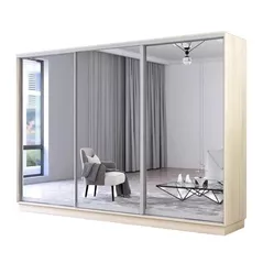 Dulap Mobildor-Lux Fox uși glisante din oglinzi (350x60x240H cm) Sonoma