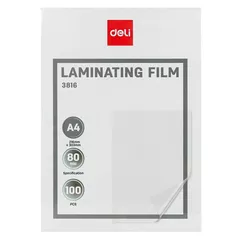 Плёнка для ламинирования Deli DLE3816, A4, 80мkм, 100 листов