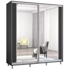 Dulap Mobildor-Lux Aron-S uși glisante din PAL cu oglindă vertical (190x60x210H cm) Anthracite