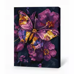 Картина по номерам Ideyka KHO6692 30x40cm Eco, Fluture auriu cu vopsele metalic extra
