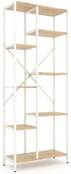 Cтеллаж складской Nex Home Raft metalic Loft Cascade 1780x700x300mm, 7 nivele, PAL, White / Oak Artisan