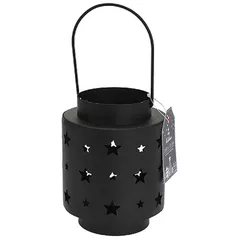 Lumânare Promstore 42464 Felinar metalic D10x13cm, stele, negru