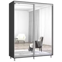 Шкаф Mobildor-Lux Раздвижные зеркальные двери Aron-P (160x60x210H см) Антрацит