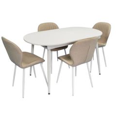 Комплект стол и стулья Evelin di Costacurta стол DT-533R Wh + 4 стула YTC-064Wh Bjorn-24 (Light beige)