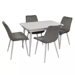 Set masă și scaune Evelin di Costacurta стол DT-431-1R Wh + 4 стула YTC-055Wh, BLU-13 Light grey