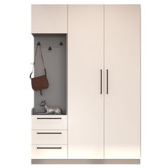 Mobilă pentru antreu Bayro Serenity 1500x2200x518 de colț stâng light cream cu 3 sertare