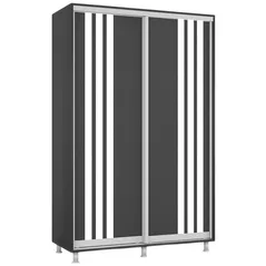 Dulap Mobildor-Lux Aron cu uși glisante сu lamele (130x60x230H cm) Anthracite