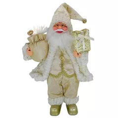 Новогодний декор Promstore 20072 Mos Crăciun, 30cm, Golden Christmas cu cadouri