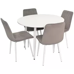 Комплект стол и стулья Evelin di Costacurta стол DT-402-5 + 4 стула XR-154Wh Light Grey52 (velur) (3543)