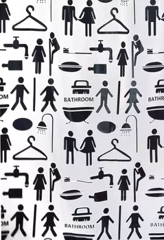 Занавеска для ванной Bisk 06847 PEVA COUPLE alb/negru 180x200