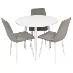 Комплект стол и стулья Evelin di Costacurta стол DT-404-5WH + 3 стула XR-154Wh Light Grey52 (velur)