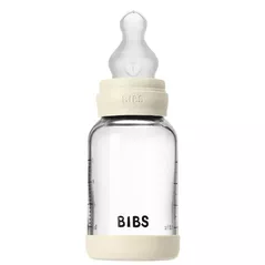 Поильник BIBS 50191216 Biberon din sticla anticolici Ivory cu tetina din silicon 0+ luni, 120ml