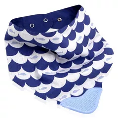 Bavețică BabyJem 686 Baveta tip bandana cu jucarie dentitie Indigo