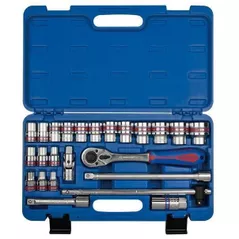 Набор ручных инструментов King Tony ST4528SR набор 1/2" торцевых головок дюймовые 6 гран.и принадлежностей, 24 пр.