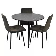 Комплект стол и стулья Evelin di Costacurta стол DT-404-6B + 3 стула XR-154B Dark Grey58