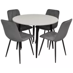 Комплект стол и стулья Evelin di Costacurta cтол DT-402-3B + 4 стула YTC-080B Bluvel-14 (Dark grey)