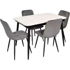 Комплект стол и стулья Evelin di Costacurta cтол DT-531R B + 4 стула YTC-080B Bluvel-14 (Dark grey)