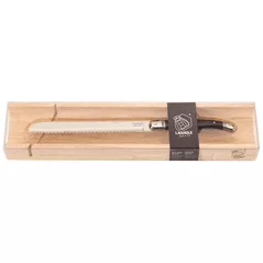 Set cuțite Laguiole Premium Line Bread Knife Black cu Suport-tocator Baguette