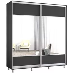 Dulap Mobildor-Lux Aron cu uși glisante cu oglindă orizontal (190x60x210H cm) Anthracite