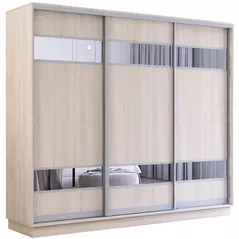 Шкаф Mobildor-Lux Раздвижные двери Fox из ДСП с зеркальными элементами (240x60x220 см, высота) Sonoma