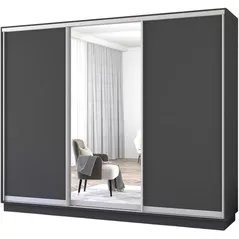Dulap Mobildor-Lux Fox uși glisante din oglindă și PAL (290x60x240H cm) Anthracite