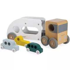 Mașină Janod J04637 Transportor masini Bolid cu 3 vehicule
