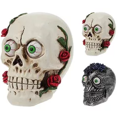 Декор Promstore 42489 Suvenir LED Halloween Craniu cu flori 15x9x14cm