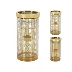 Lumânare Holland 48227 Подсвечник стекло Цилиндр с держателем свечи 20Х10сm золот