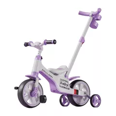 Bicicletă-cărucior Richi S2 (402867) Tricicleta mov 4in1 cu mâner parental