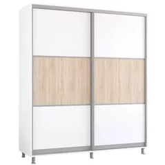 Шкаф Mobildor-Lux Раздвижные двери Aron-P из ДСП - горизонтальные (190x60x200H см) Белый Brilliant